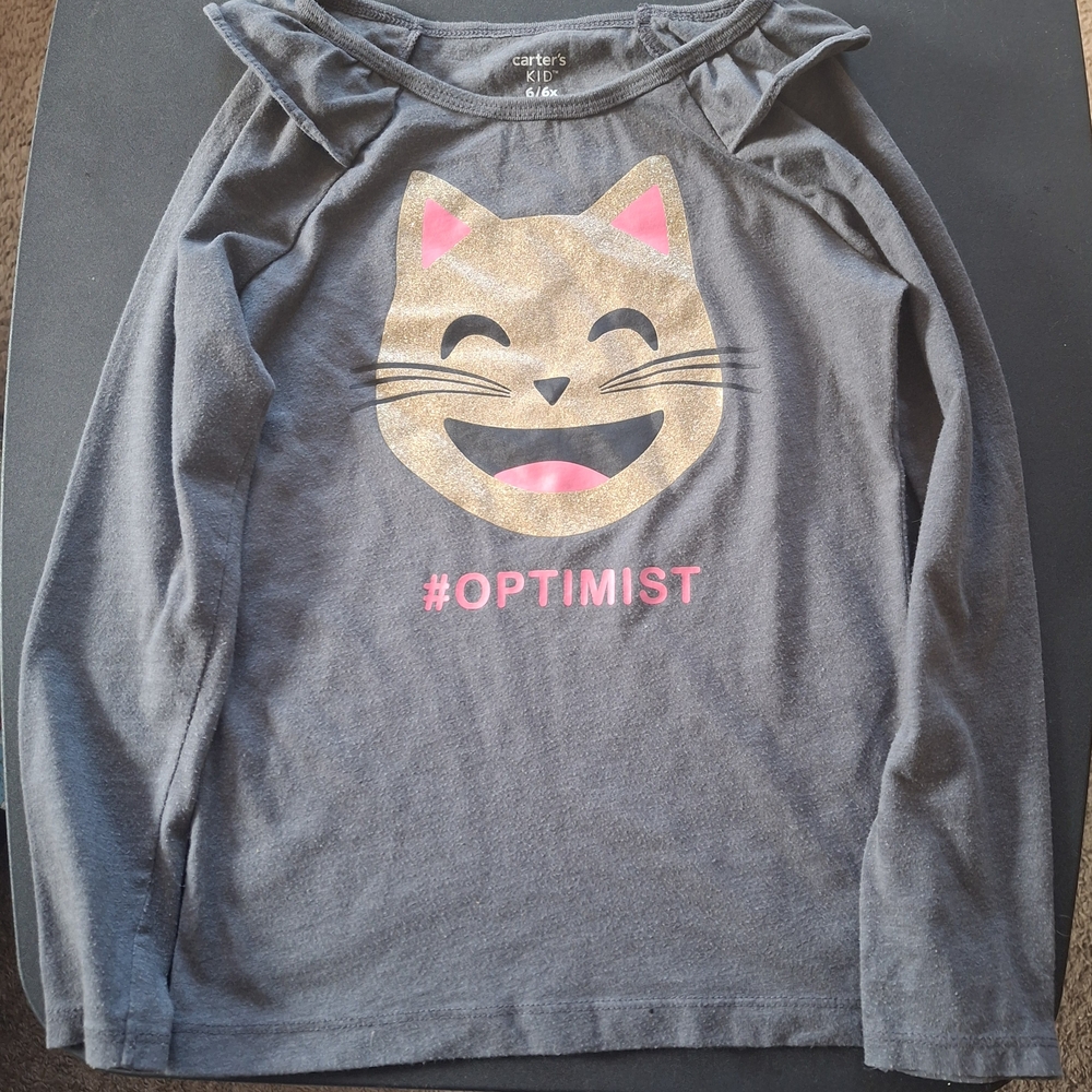 Carter's Kids Gray Cat Graphic Long Sleeve Shirt